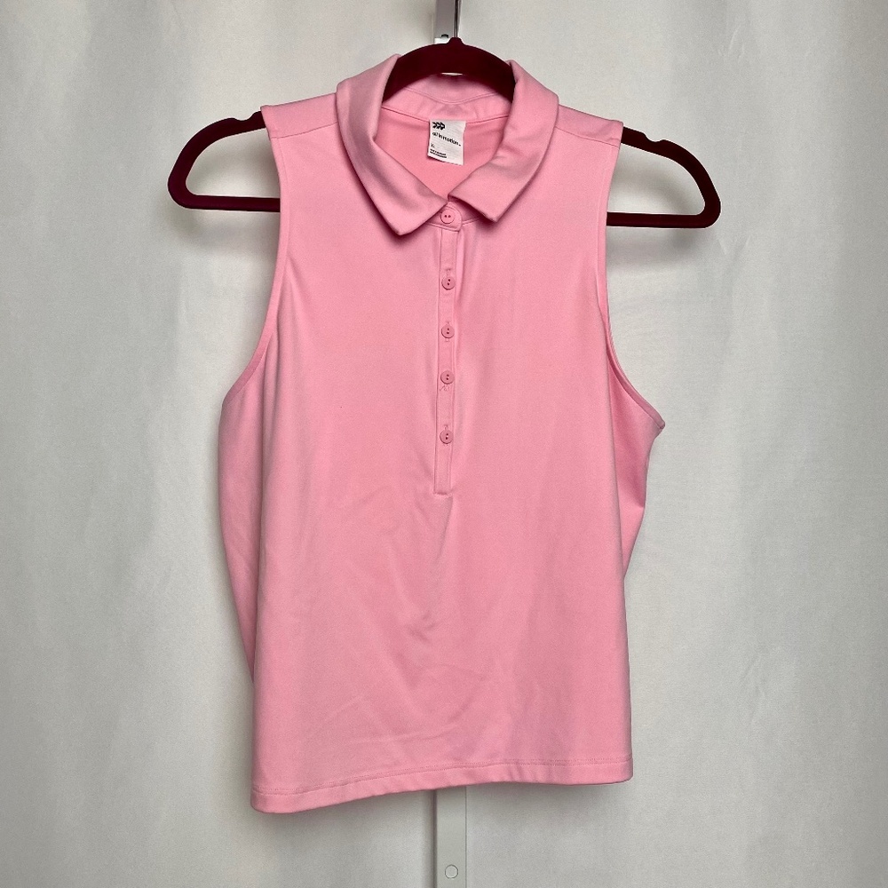 All In Motion Womenʻs Sleeveless Pink Performance Cropped Polo Shirt XL